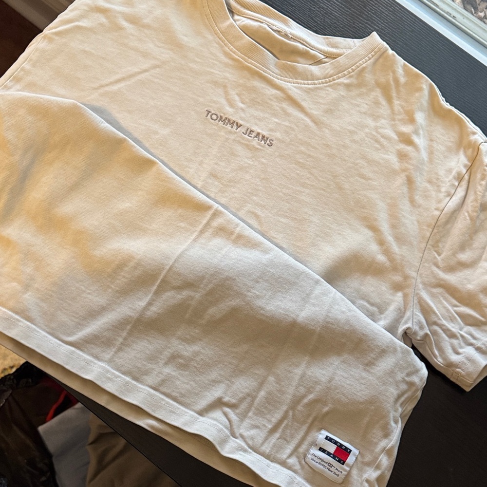 Tommy Hilfiger Cream Short Sleeve Logo Tee